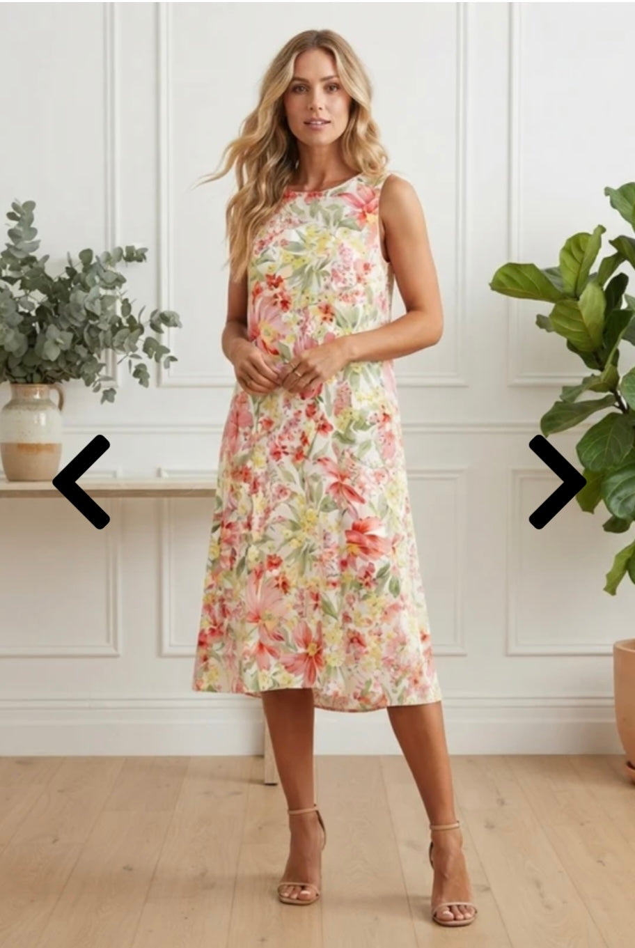Stella London Pink Floral Sleeveless Midi Dress