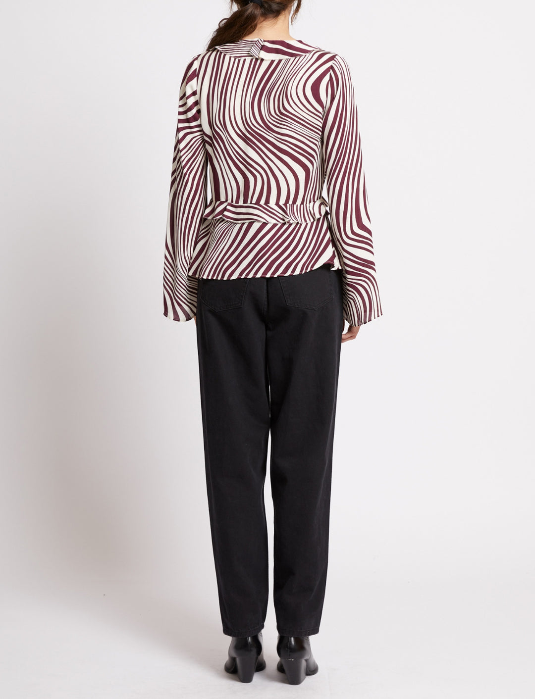 French Connection Ziggy Lara Viscose Top- Bordeaux Red- Porcela