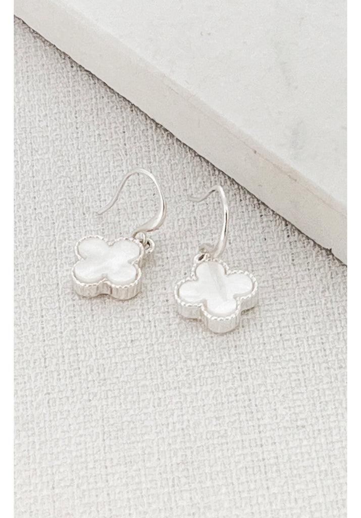 Envy Earrings- silver & white