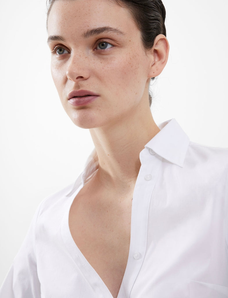 French Connection Isabelle Poplin Asymmetric White Shirt