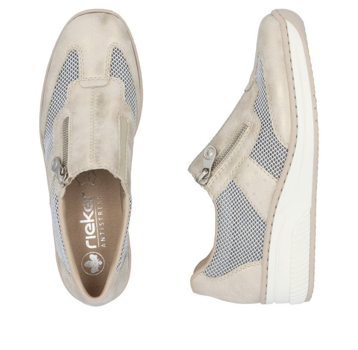Rieker Zip side wedge Trainer - Beige 48760-60