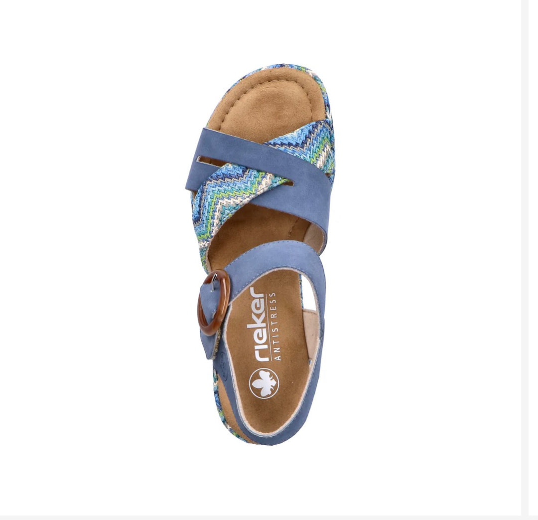 Rieker Wedge Sandal - Blue 69469-14