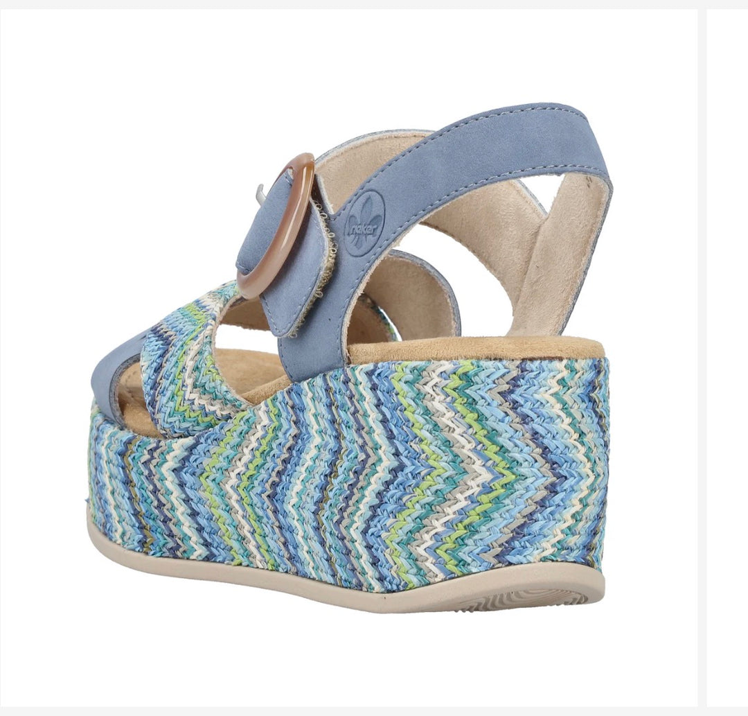 Rieker Wedge Sandal - Blue 69469-14