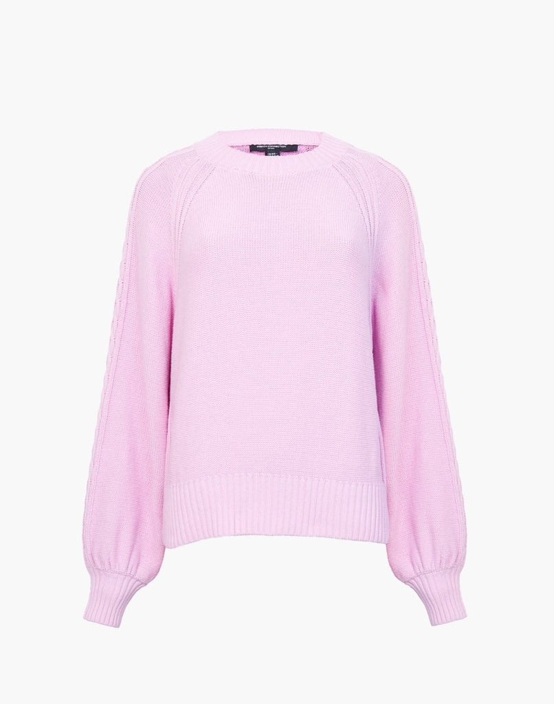 French Connection Lily Mozart Long Sleeve Cable Jumper -Bubblegum Pink