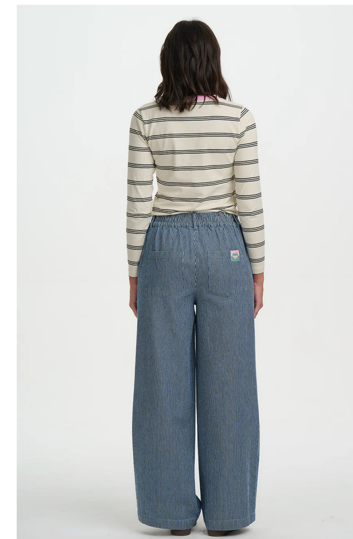 Sugarhill Brighton FiFi Wide Leg Trousers- Blue Stripe Denim