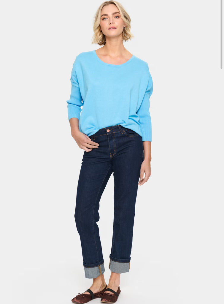 Saint tropez Mila Round Neck pullover- Ethereal blue