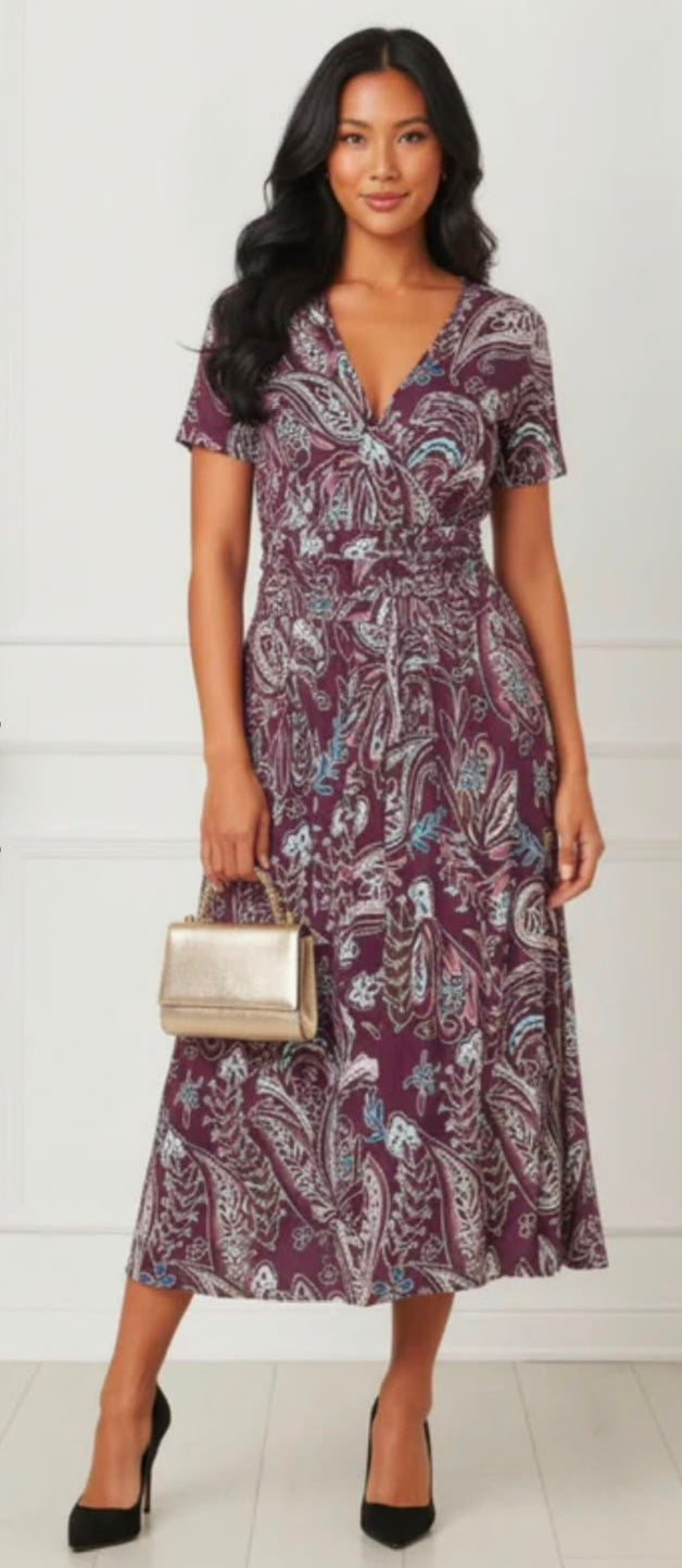 Stella Midi Dress- Mulberry