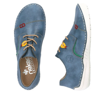 Rieker Lace -Up Comfort Shoes- 52528-14-Blue