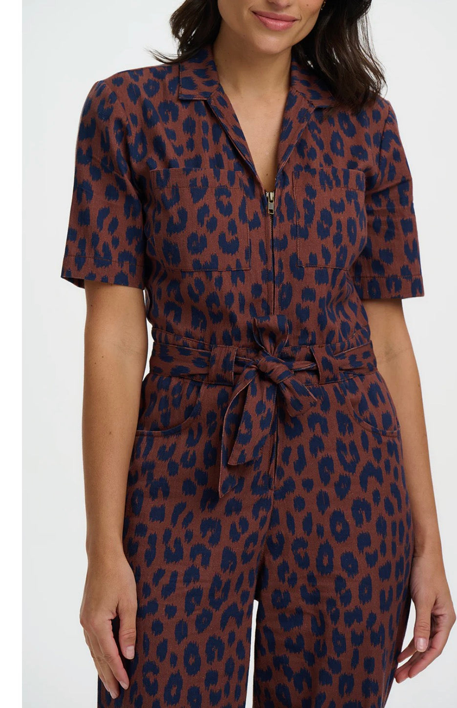 Sugarhill Brighton Meredith Boilersuit- Rust/Navy Leopard