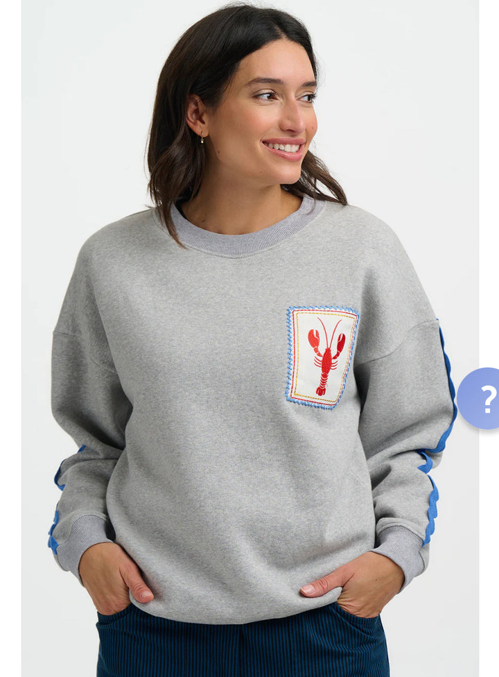 Sugarhill Brighton Eadie Relaxed Sweatshirt - Gret Marl- Lobster