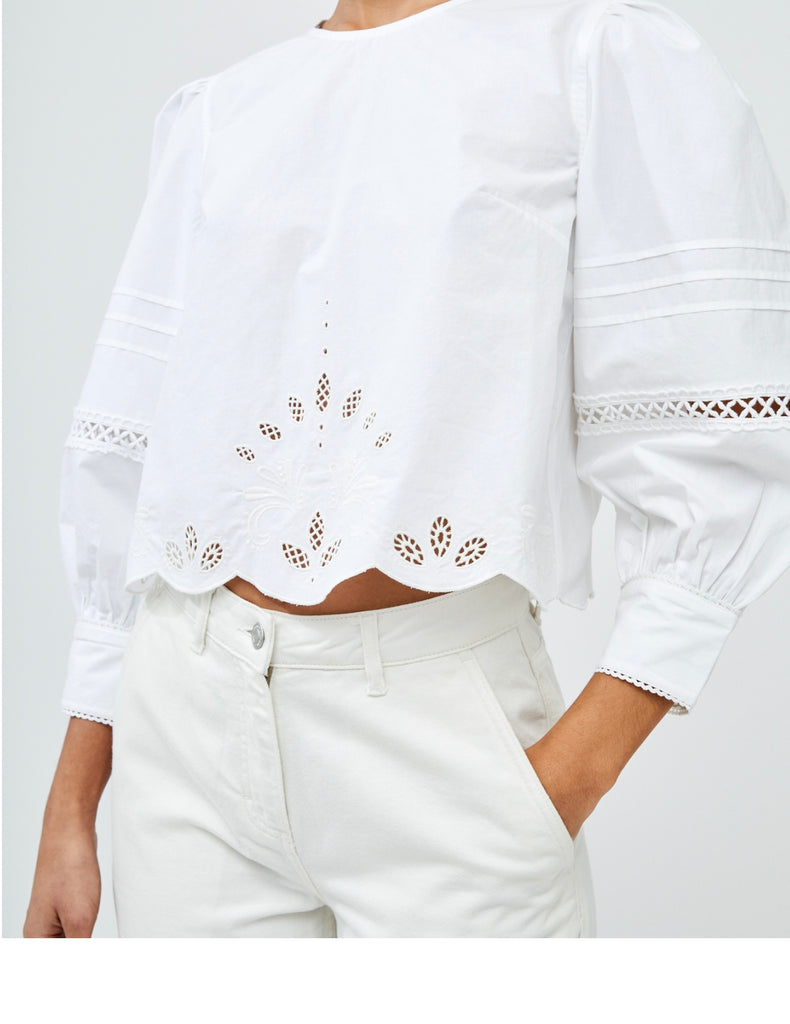 French Connection Alissa Cotton Broderie Top