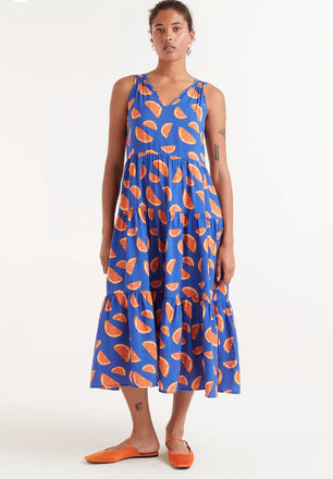 Compania Fantastica Grapefruit print midi dress with straps