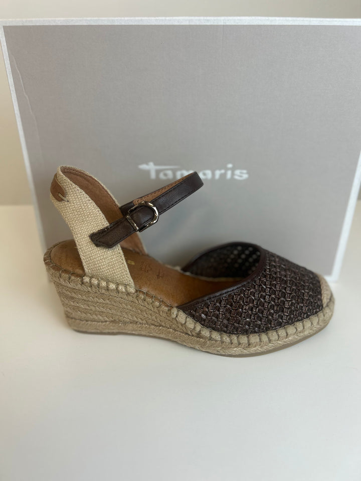 Tamaris Espadrill wedge Sandals- Mocca