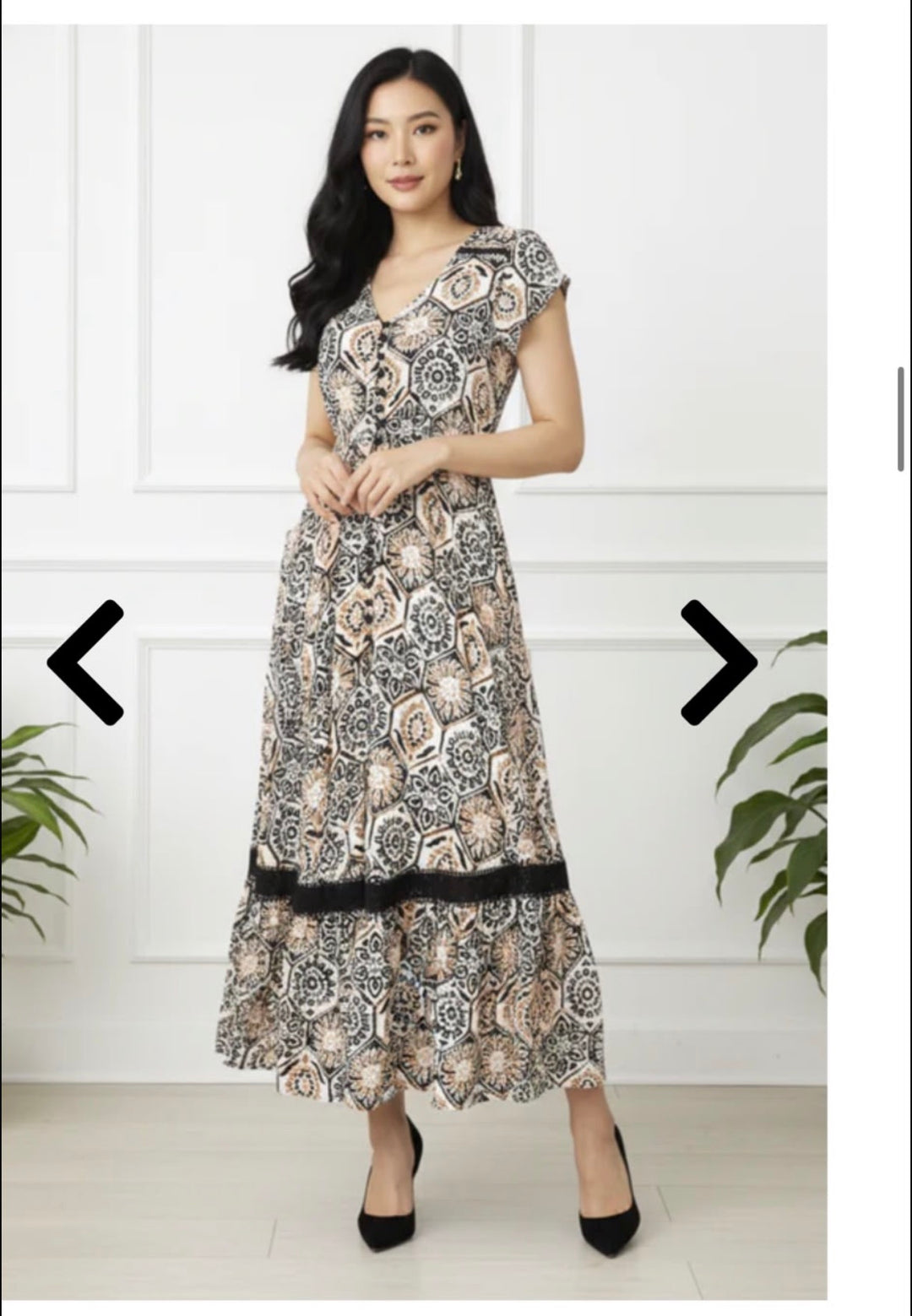 Stella Maxi Dress- Beige/Black