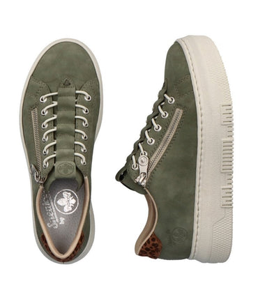 Rieker M1952-52 Ladies Zip Shoe- Green
