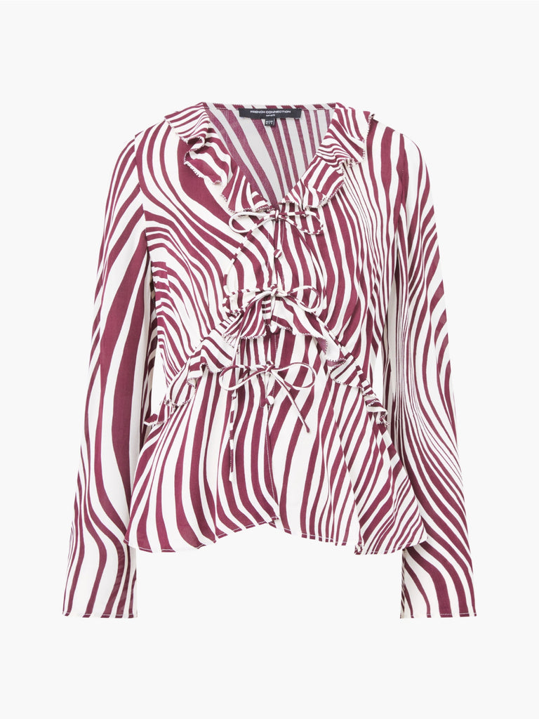 French Connection Ziggy Lara Viscose Top- Bordeaux Red- Porcela