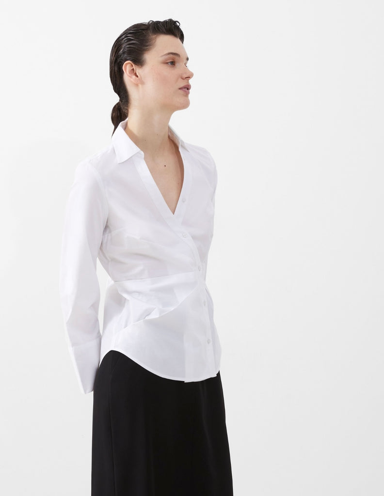 French Connection Isabelle Poplin Asymmetric White Shirt