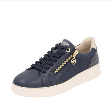 Remonte D2E00-14 Ladies Zip Trainers- Blue Combination