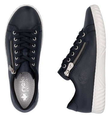 Rieker  N0900-14 Ladies Zip Shoe- Blue
