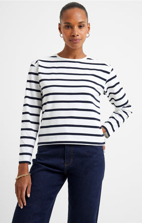 French Connection Rallie Stripe Long Sleeve Slash Neck Tee