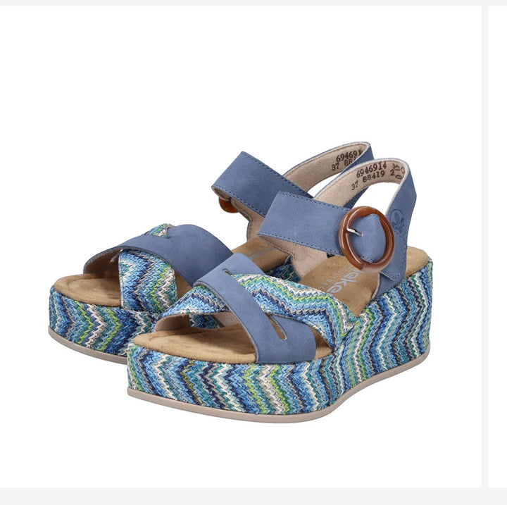 Rieker Wedge Sandal - Blue 69469-14