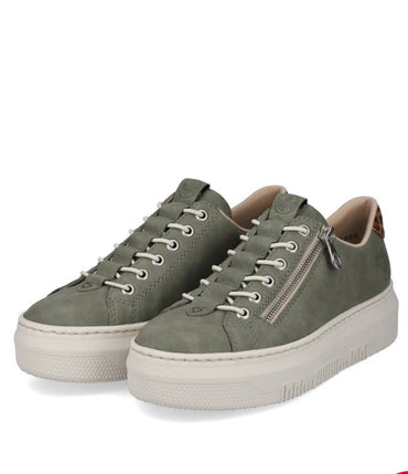 Rieker M1952-52 Ladies Zip Shoe- Green