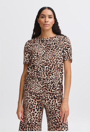 BYoung Mmjoella Oneck Blouse- Leopard print