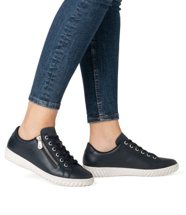 Rieker  N0900-14 Ladies Zip Shoe- Blue