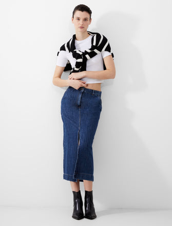 French Connection Denver Midaxi Skirt - Vintage Blue