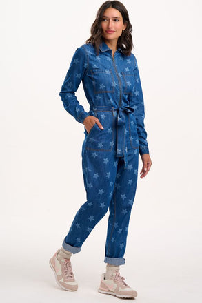 Sugarhill Brighton Anwen Boilersuit - Mid Blue Demin, Bleached Stars