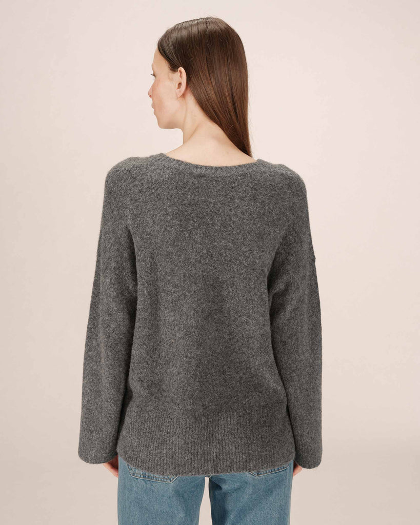 Grace & Mila Bonjour Grey Embroidered Sweater