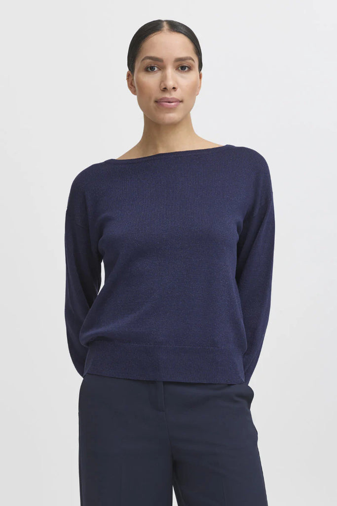 B.Young Mobbe Boatneck Jumper- Evening Blue