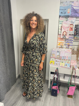 Italian Floral Midi Dress - Green