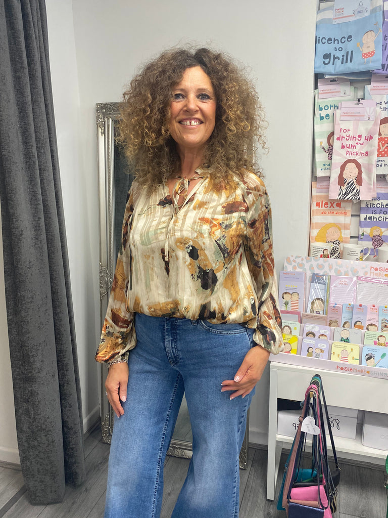 Italian Tie neck Blouse- Multi
