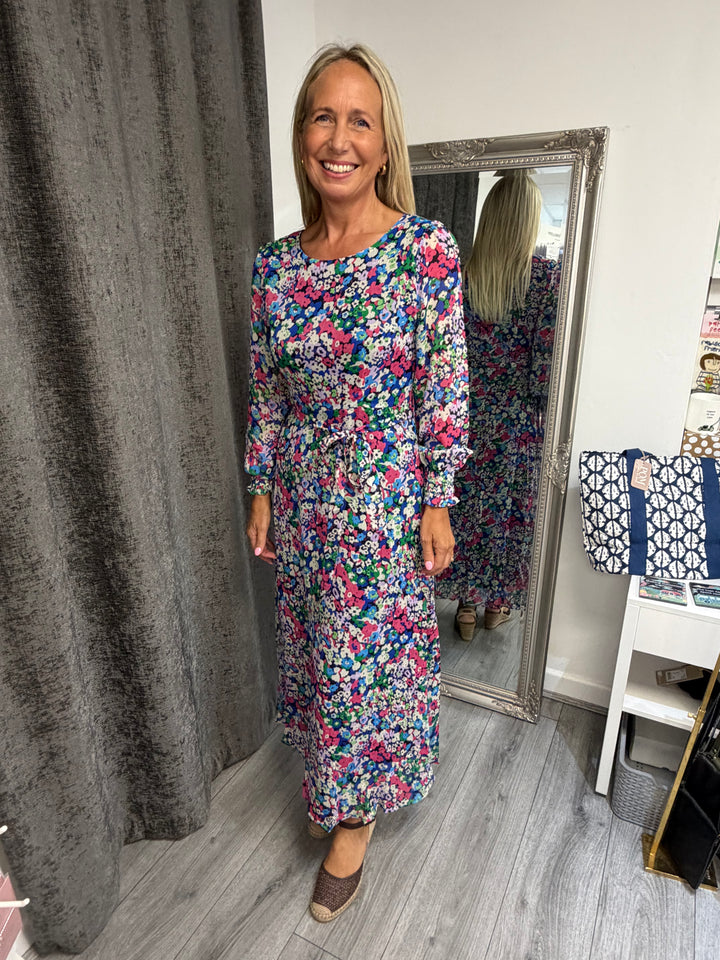 Stella London Multi Floral Tie Waist Maxi Dress