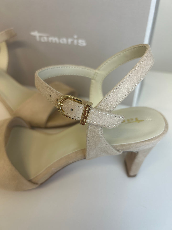Tamaris Heeled Sandal- Beige
