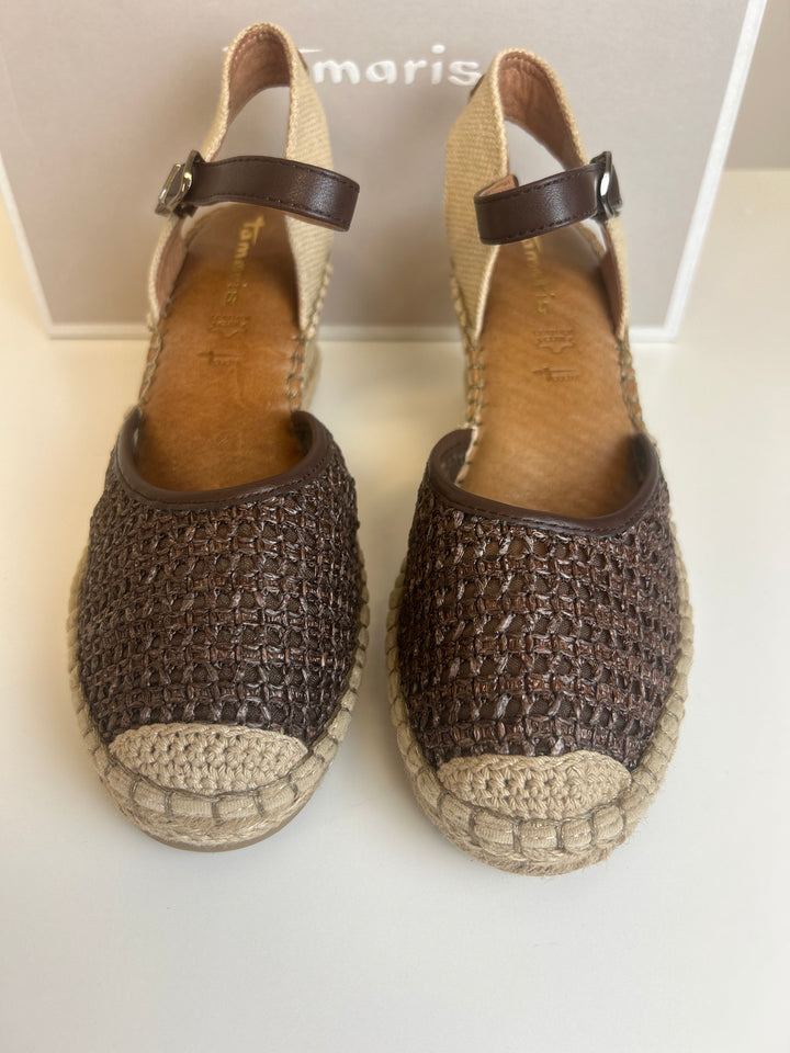 Tamaris Espadrill wedge Sandals- Mocca