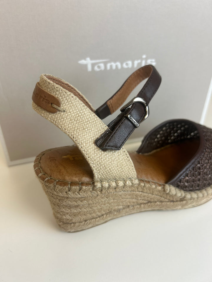 Tamaris Espadrill wedge Sandals- Mocca