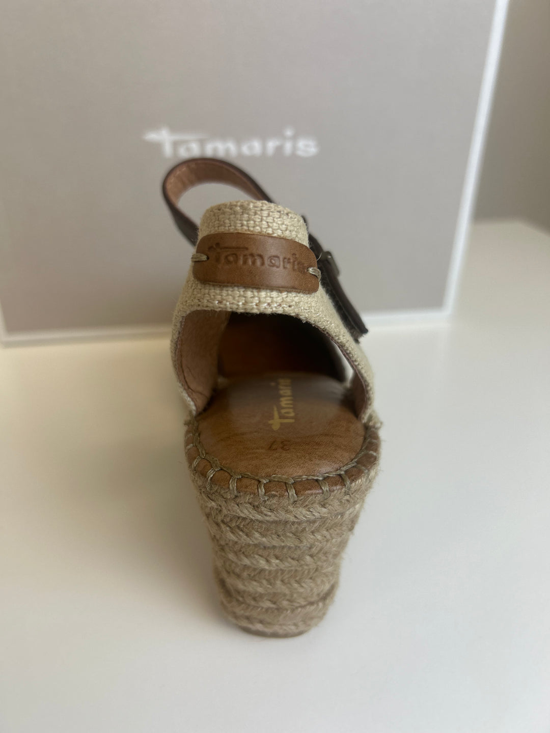 Tamaris Espadrill wedge Sandals- Mocca