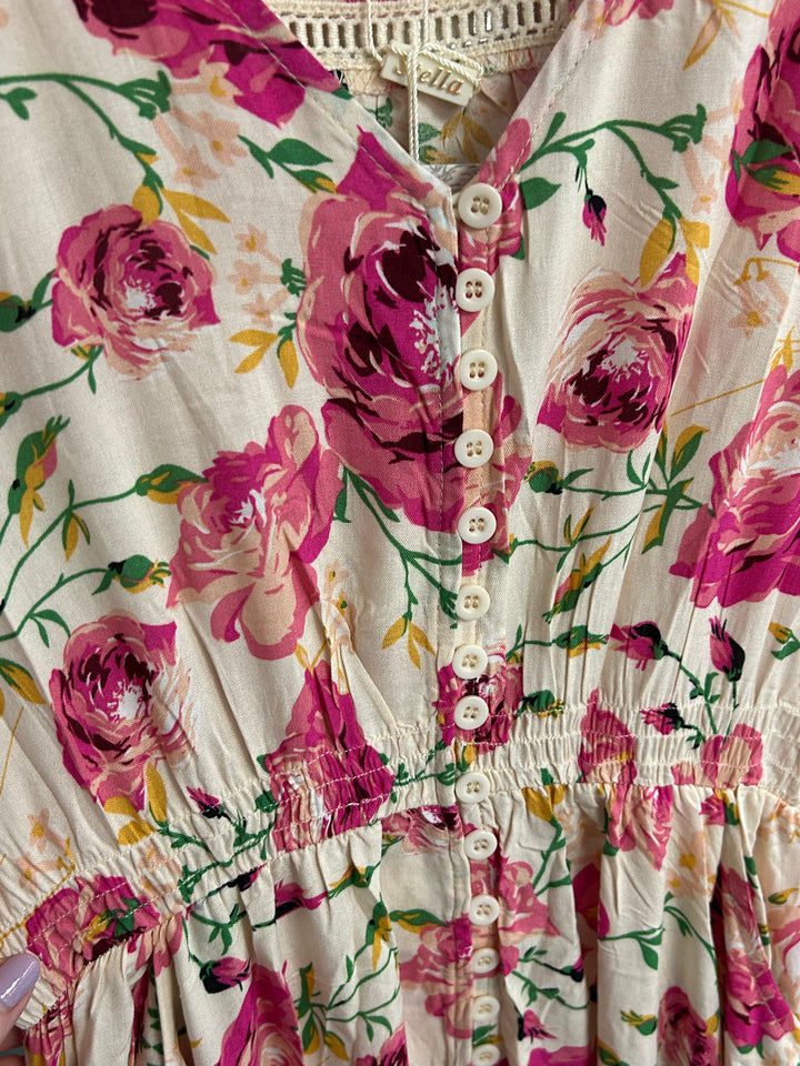 Italian Maxi Floral Dress- Pink Floral