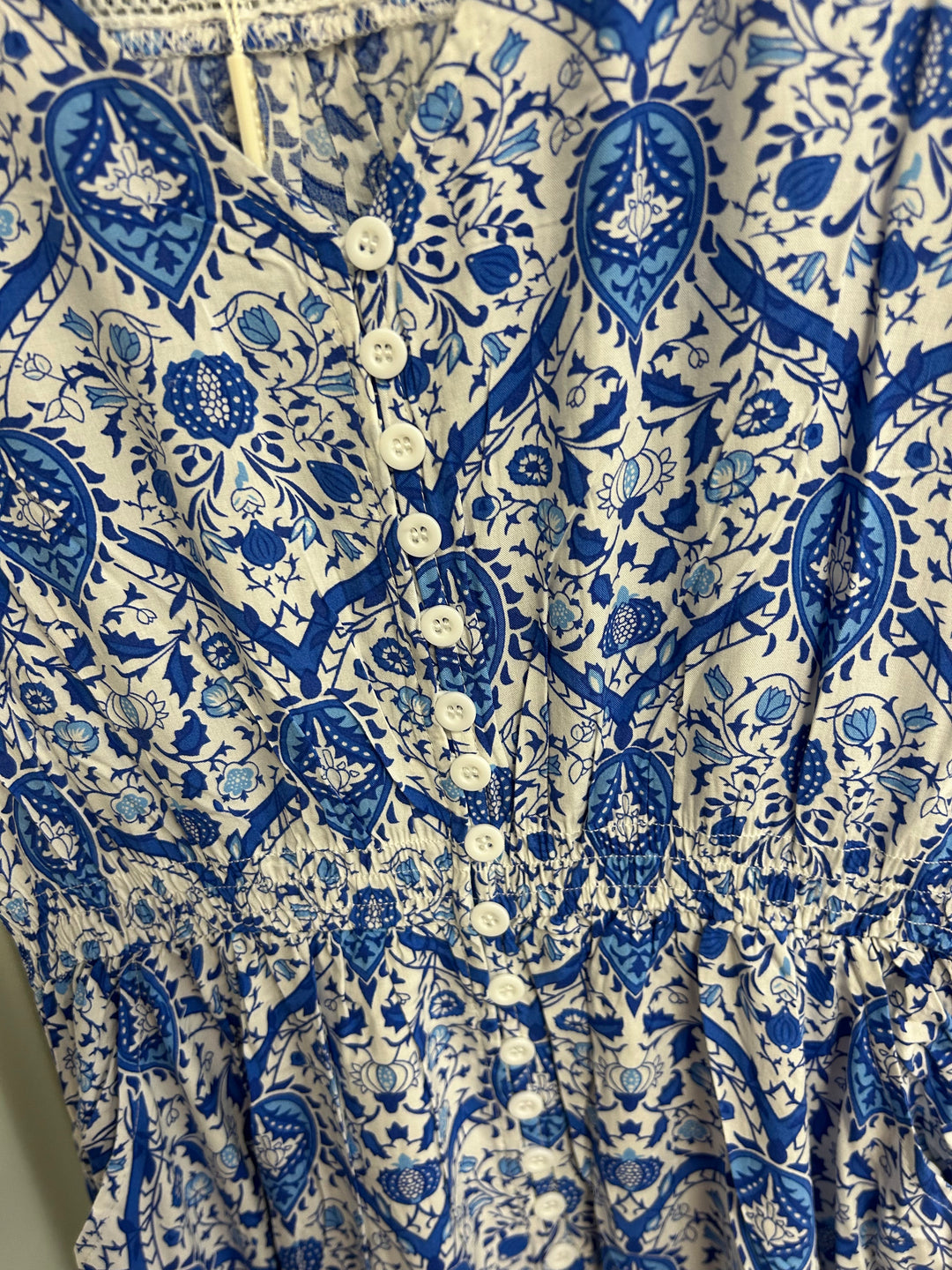 Italian Print Maxi Dress- Blue Paisley