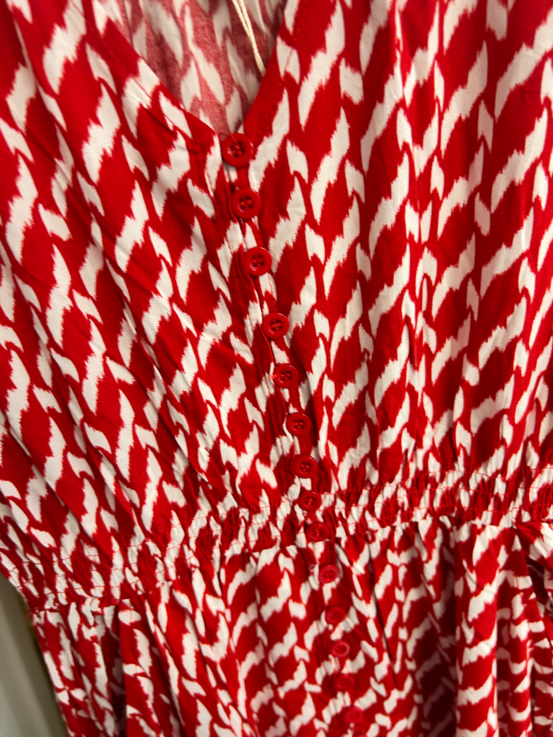 Italian Print Midi Dress- Poppy Red