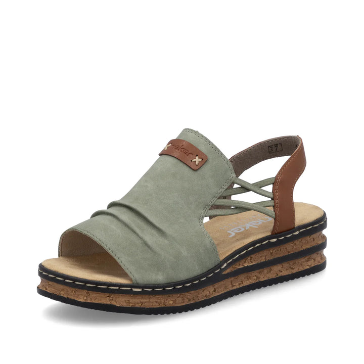 Rieker Wedge Sandal Green -62962-52