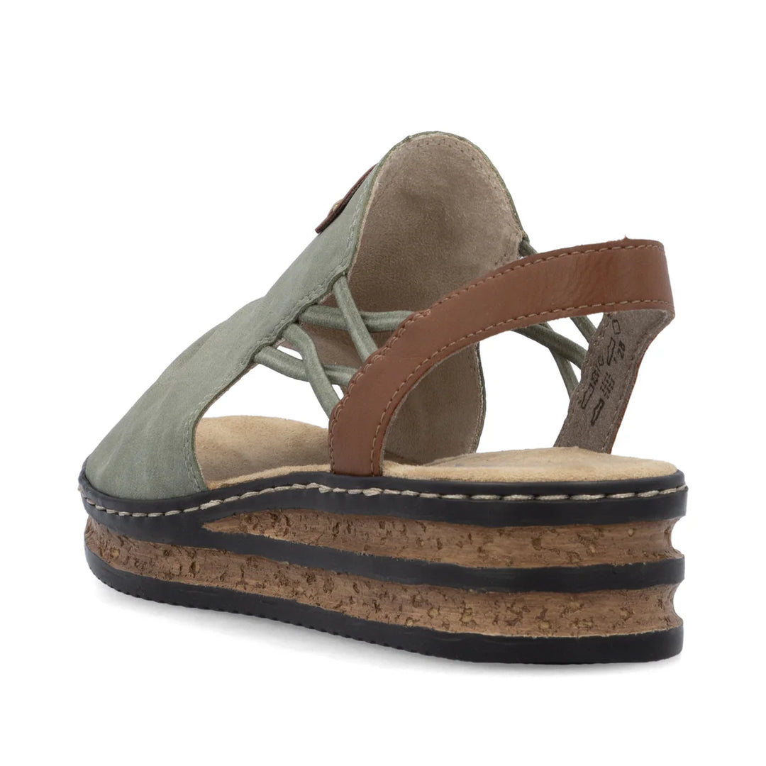Rieker Wedge Sandal Green -62962-52