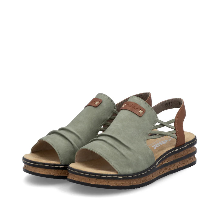 Rieker Wedge Sandal Green -62962-52