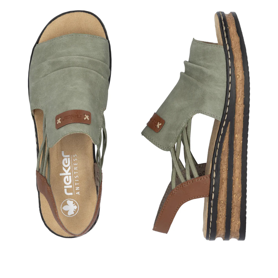 Rieker Wedge Sandal Green -62962-52