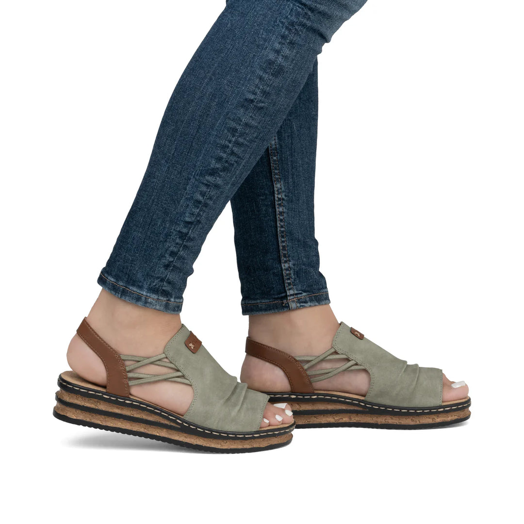 Rieker Wedge Sandal Green -62962-52