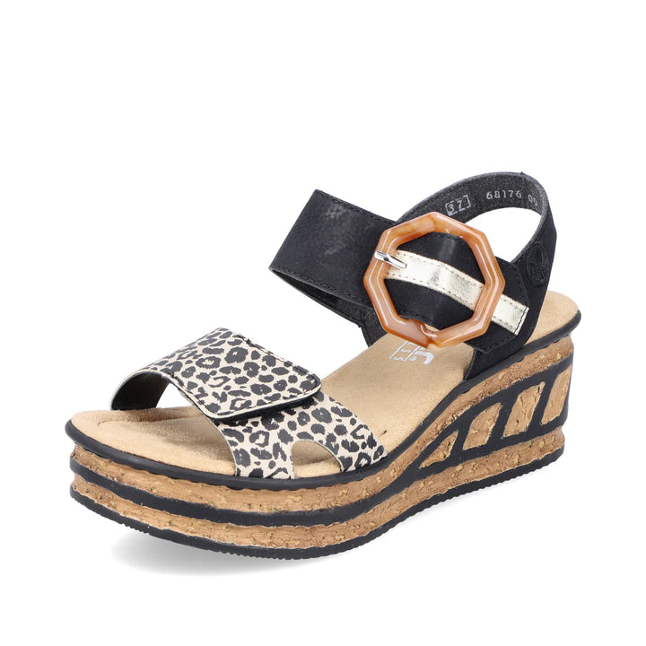Rieker Women's Wedge Sandal - Black | 68176-00