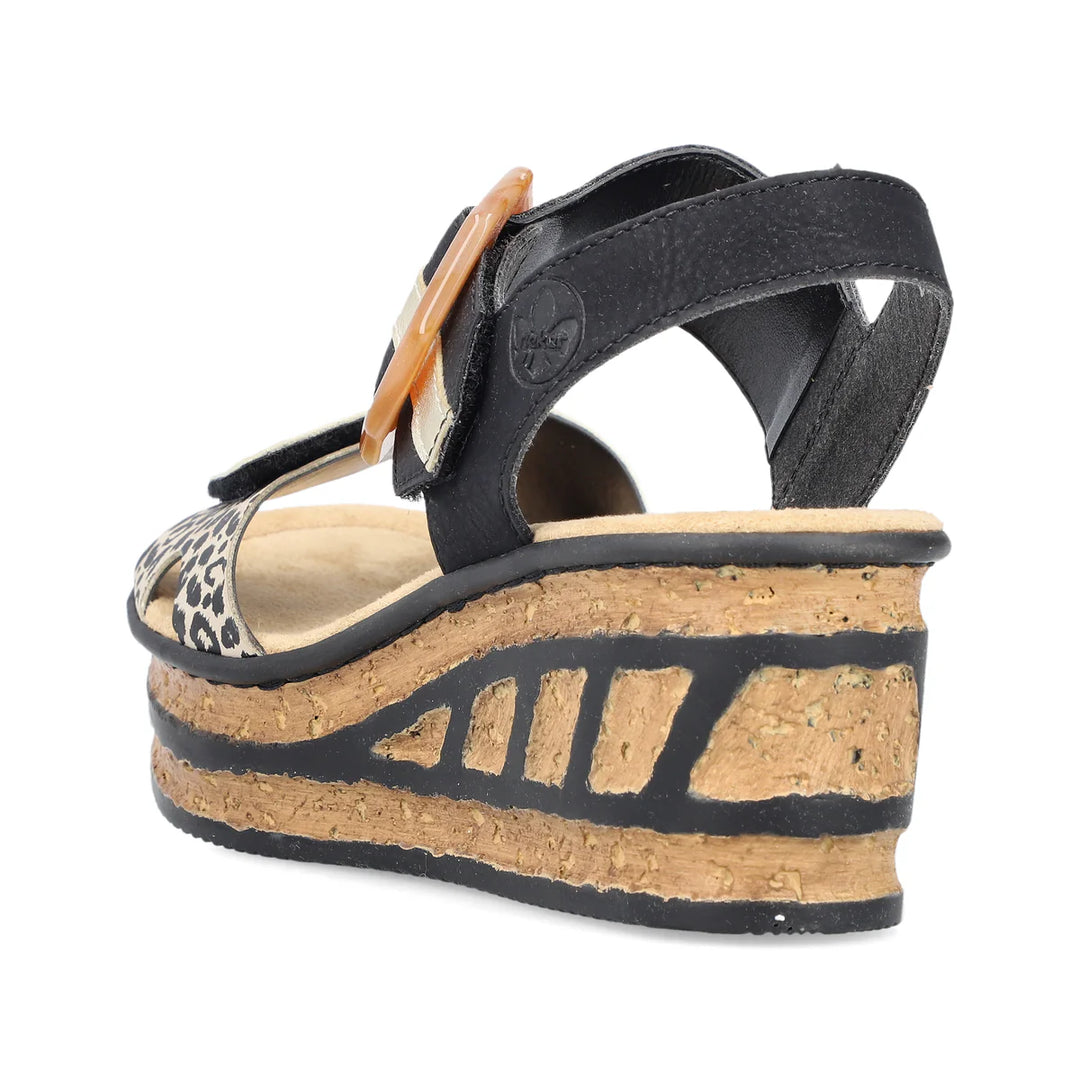 Rieker Women's Wedge Sandal - Black | 68176-00