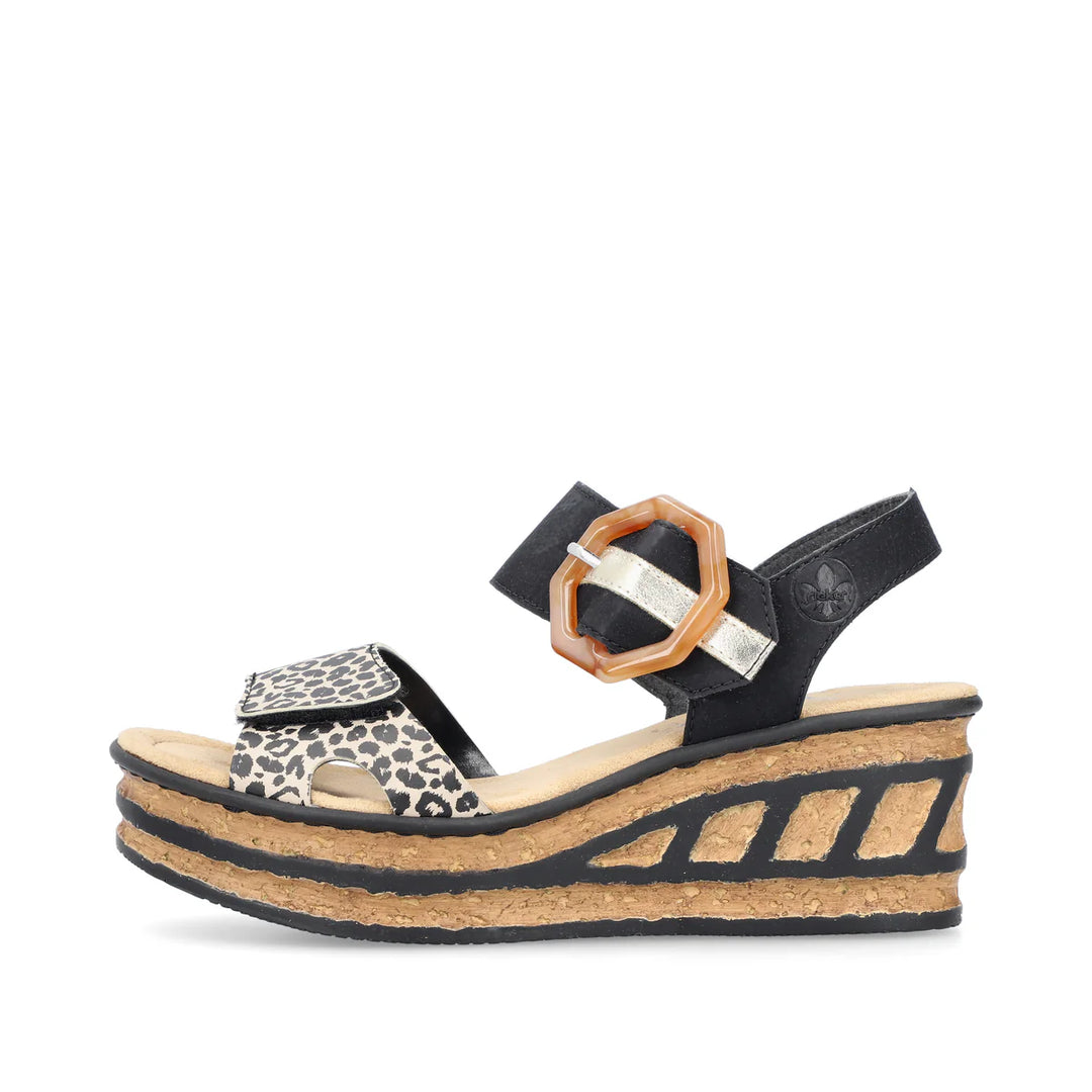 Rieker Women's Wedge Sandal - Black | 68176-00